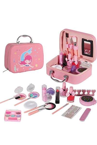 Genel Markalar Çocuk Makyaj Çantası Seti Sürülebilir 20 parça