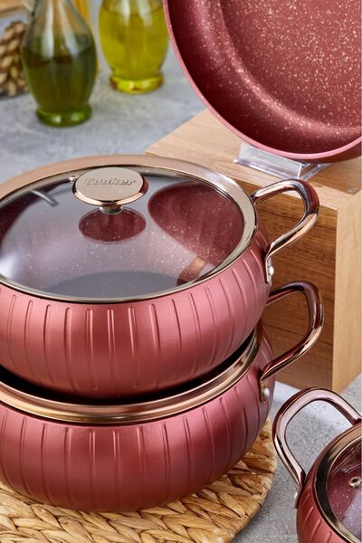 Cooker 7 Piece Granite Teflon Coated Cookware Set