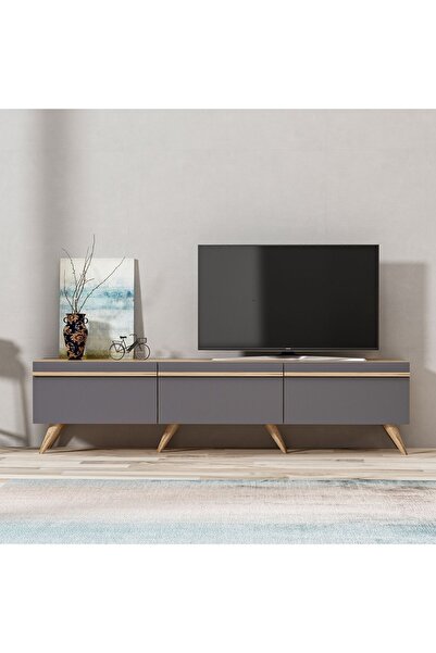 İNARCH DİZAYN Amsterdam Style Alt Modül Tv Ünitesi, Tv Sehpası Antrasit/ Kilim