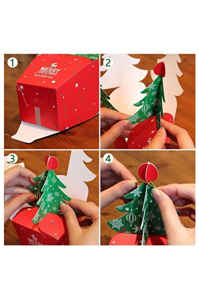 PERRA Yılbaşı Ağacı Temalı Karton Hediye Kutusu İkili