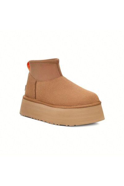 UGG Дамски щамповани лого с плоска подметка Удобни спортни стилни ботуши и ботуши 1168170 -Taba