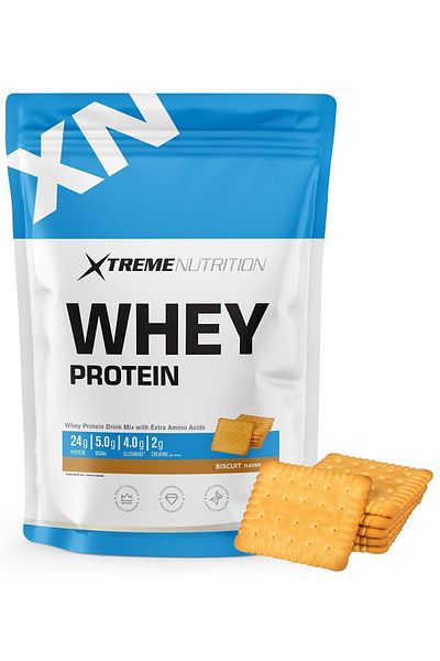 Xtreme Nutrition 512g Whey Protein Powder - Biscuits - 16 Serving Bcaa+Glutamin+Creatine Towels Gift