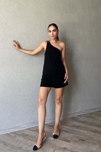 Seda Yalçın Atelier Black Shorts - Pleat Detailed
