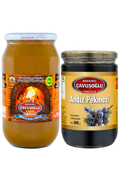 Bozkırlı Çavuşoğlu Steppe Tahini with Bran in Wood Fire 930g Andız Molasses 800g Glass Jar