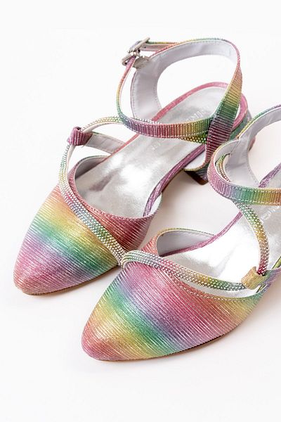 p papuccum ortopedi çocuk ayakkabıları Rochie de seară pentru fete cu model curcubeu strălucitor, pantofi cu toc