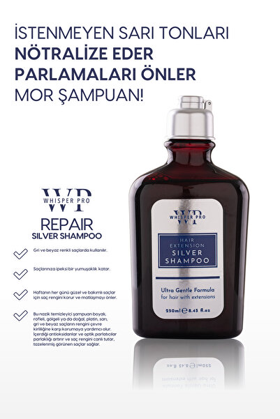 whisperpro Whisper Pro Silver Boyalı Röfleli Saçlara Özel Renk Koruyucu Mor Şampuan 250 ml