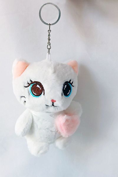 dudu kids Plush Cat Keychain - 13 cm - White - Birthday Gift - Bag Ornament - Toy