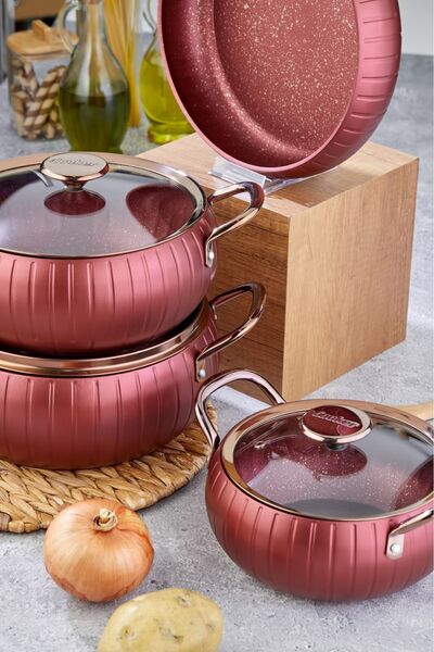 Cooker 7 Piece Granite Teflon Coated Cookware Set
