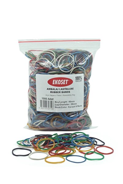 ekoset 6 Renk Paket Ambalaj Para Lastiği 40mm 1000 Adet