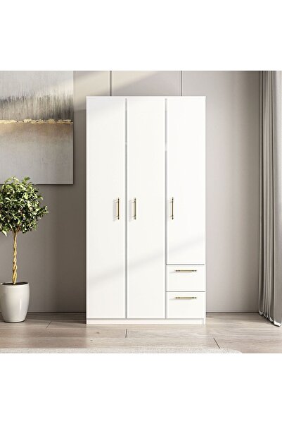 İNARCH DİZAYN Merlin 3 Kapaklı, Çekmeceli, Raflı Gardırop, Yatak Odası Dolap,...