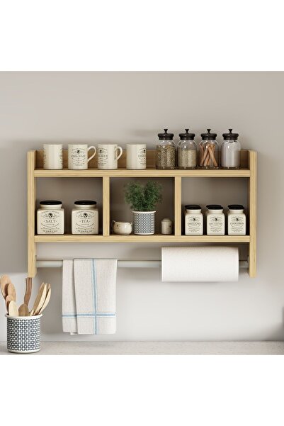 İNARCH DİZAYN Asya Askılı Duvar Rafı Safir Meşe