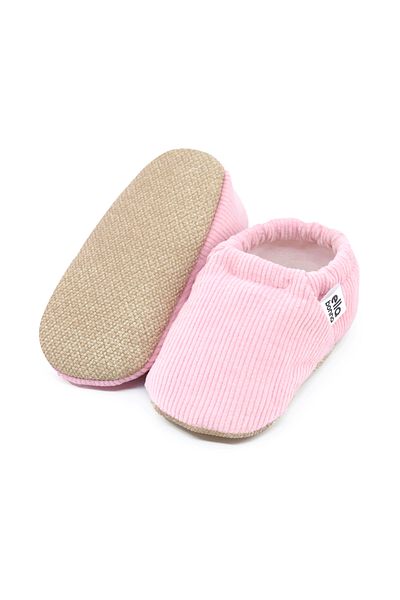 Ella Bonna Pink Corduroy Baby Booties - Non-Slip Sole and Organic Cotton Lining