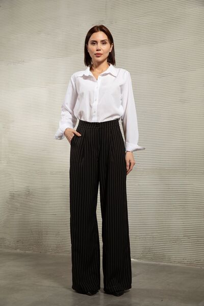 GİYSA Дамски панталон Palazzo с висока талия