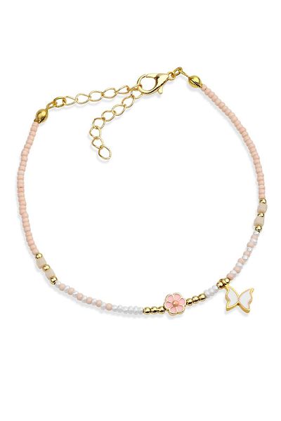 Klips Concept Butterfly and Flower Patterned Enamel Anklet