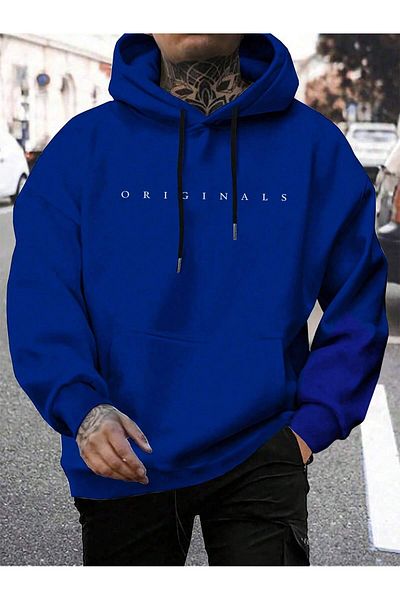 DAXİS Sportwear Company Large Size UNISEX Hooded Printed Sweatshirt