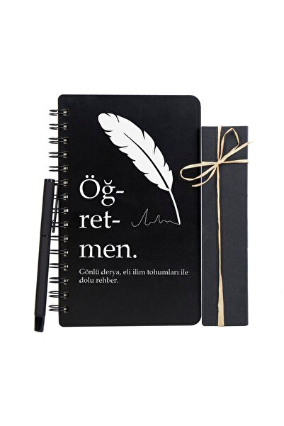 Kitaplı Hediye Öğretmen Tasarımlı Isme Özel Ahşap Defter - Kalem Seti