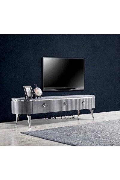 ÇINAR MOBEL Elips Tv Ünitesi Antrasit %100 Mdf 160 Cm
