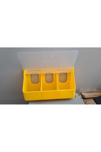 devavit Yellow Color 3-Piece Pigeon Food Bowl - Hanging Food Bowl 5 Pieces