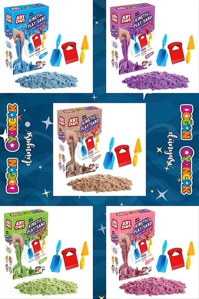 Doğan Oyuncak Dünyası Art Sand Play Sand Mega Set - 5 Pack - Kinetic Sand Set - Sand Set - Non-Drying Kinetic Sand - Sand