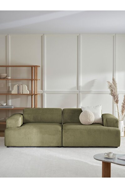 S Home Design Concept Molly 2 Modül Kanepe Koltuk Fitilli Yağ Yeşili