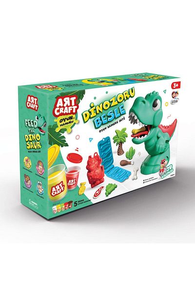 Doğan Oyuncak Dünyası Dinosaur Play Dough Set (280 Gr.)- Play Dough Set - Dough Sets - Dough Molds - Dino Dough