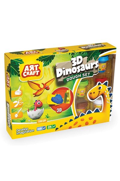 Doğan Oyuncak Dünyası 3D Dinosaur Dough Set - Play Dough Set - Dough Sets - Dough Molds