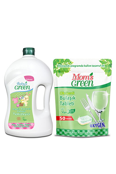 Baby's Green 2'li Set -1500 ml Organik Aloeveralı Bebek Çamaşır Deterjanı Ve 50'li Ekolojik Bulaşık Tableti