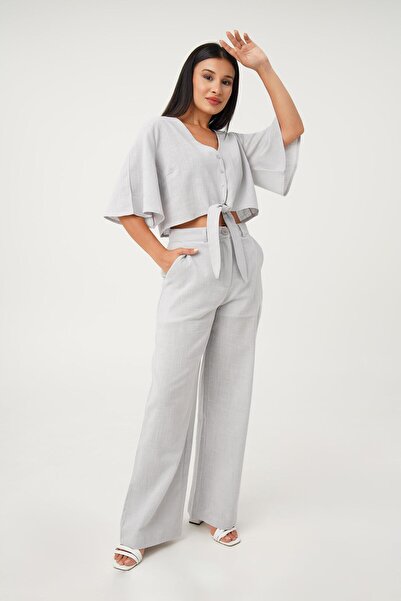 Hipo Trend Сірий V-подібний комір, двокомпонентний комплект - з застібкою спе...