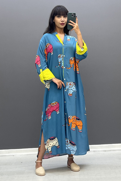 SaklıButik Fil Desen Elbise SK-7095