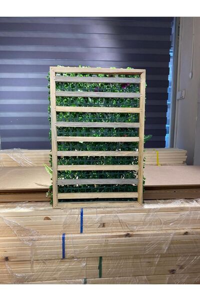 Fupe Shop Doğal Ahşap Yapay Çiçek Bitki Duvar Kaplama Panel Dikey Bahçe 40x60 Cm