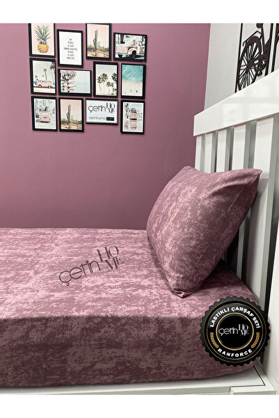 Çetinhome Fabric Fitted Sheet Set 3 Sizes Single Shade Dusty Rose