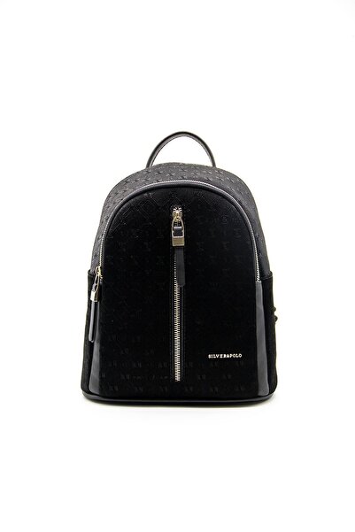 Silver Polo Ασημί & Polo Black - Μαύρο SP901 γυναικείο σακίδιο πλάτης