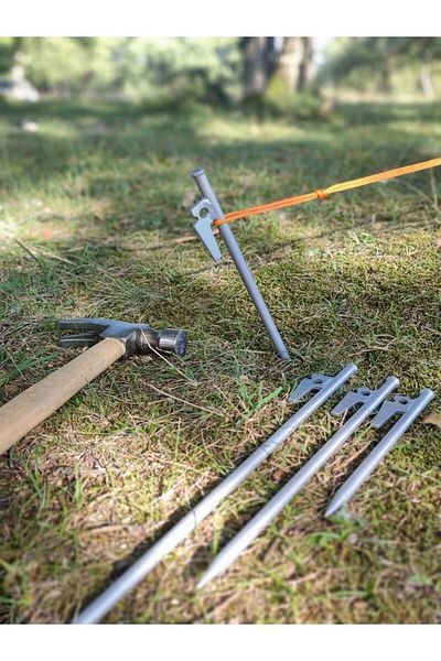 Bal-Kar 4 τεμάχια 30 cm γκρι σιδερένια καρφιά σκηνής, πασσάλος σκηνής, πασσάλος με αντιολισθητικό γάντζο