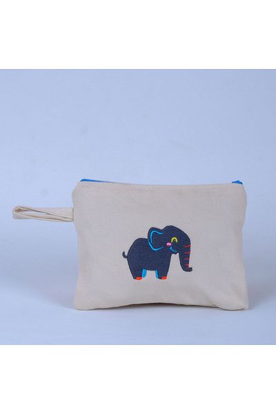 Wings Of Simurg Embroidered Boutique-Elephant Hand Wallet - Bag Organizer