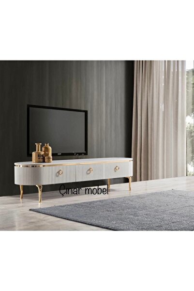 ÇINAR MOBEL Elips Tv Ünitesi Beyaz %100 Mdf 160 Cm