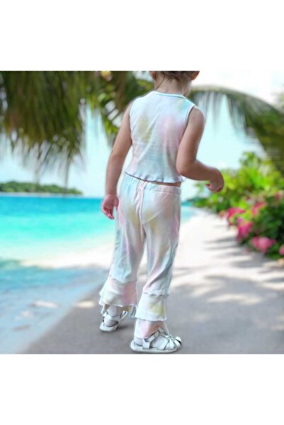 BEBEĞİME ÇORAP İspanyol Paça Pantolon Fitilli Beli Lastikli Gökkuşağı