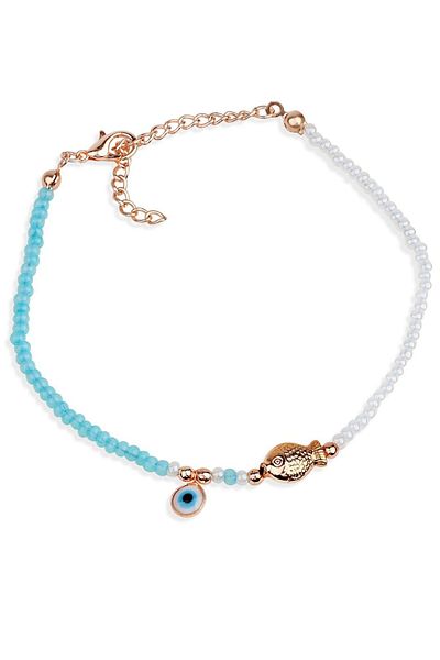 Klips Concept Fish Detail Evil Eye Bead Anklet