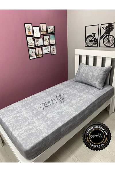 Çetinhome Soft Gray Single Fabric Fitted Sheet Set - 3 Size Shade