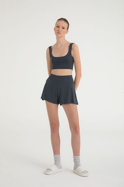 SHEISMONO Καπνιστό Χρώμα Ultra Soft ελαστικό σορτς