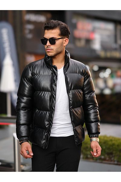 BOYS MANS Men's Leather Jacket Winter Jacket Puffer Jacket