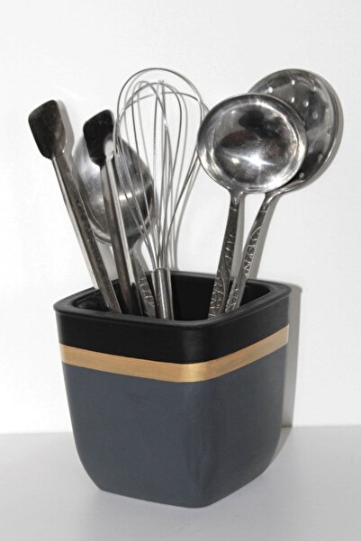 Art Couture Beton Kaşıklık / Kepçelik Tezgah Üstü Dik Kaşıklık Altın Varak Gold