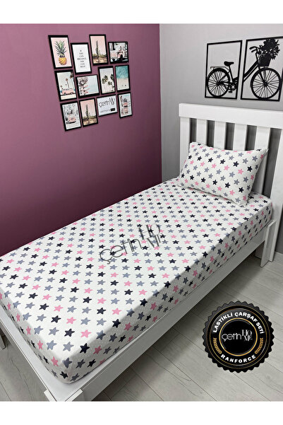 Çetinhome Fabric Fitted Sheet Set Single Size 3 Star Powder
