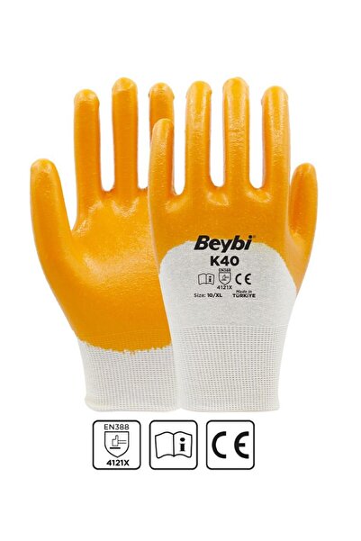 Beybi Nitrile Coating Cotton-Poly Knitted Glove K:40 No:9 (Pack of 12)