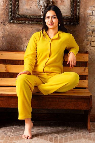 Sude HOMEWEAR Women's Fleece Shirt Pajama Set