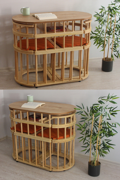 Eymense Latte Bahçe Balkon Mutfak Bohem Huş Masa Sandalye Takımı