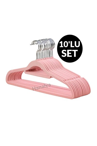 HANALYA 10 Adet Pudra Elit Kadife Askı ,Pantolon Askısı, Elbise Askısı ,Yükse...
