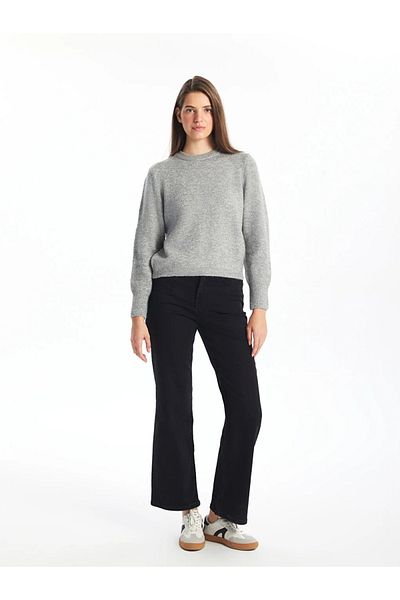 LC Waikiki Crew Neck Solid Long Sleeve Women's Knitwear Sweater - W49706Z8