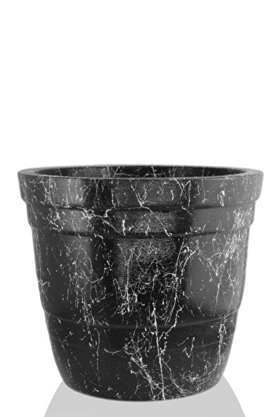 Art Couture Büyük Boy Beton Saksı, Siyah Mermer Desen
