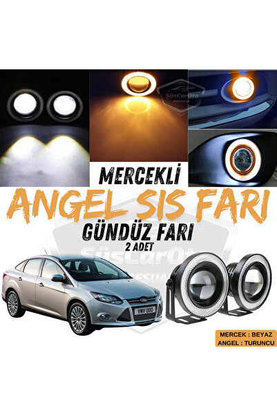 ŞüsCarOto Aksesuar Ford Focus 3 2011-2014 Uyumlu Mercekli Angel Sis Farı Meta...