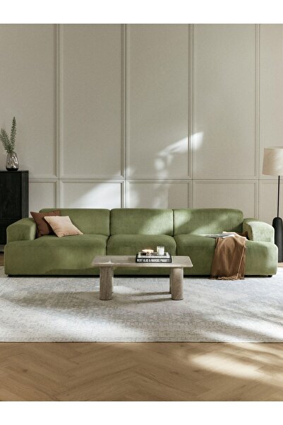 S Home Design Concept Molly 3 Modül Kanepe Koltuk Fitilli Yağ Yeşili